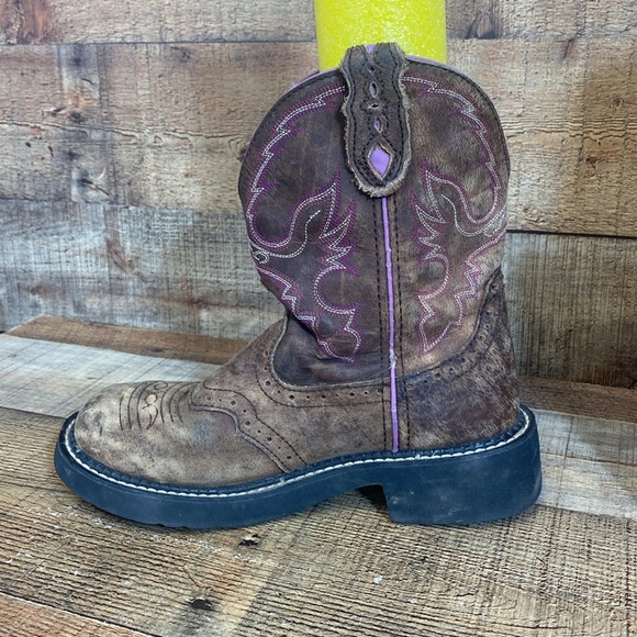 Justin Gypsy Western Boot Womens Size 6.5 B Leather Ankle Boots Round Toe Heels - Picture 4 of 13